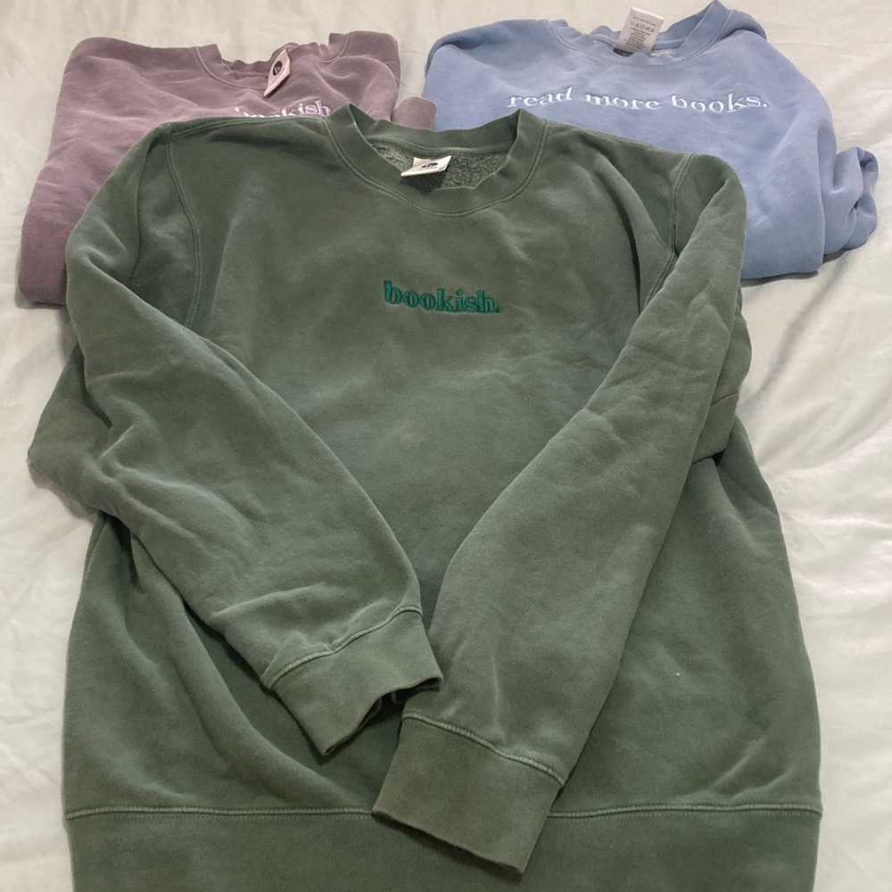 The Bookish Goods Comfort Colors Lot of 3 Bookish Crewneck Sweatshirts Medium